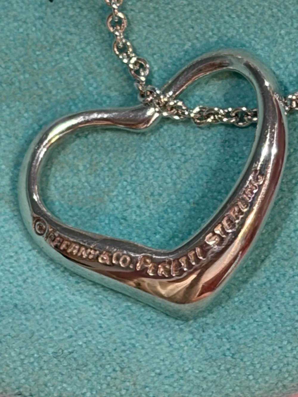 💟Tiffany & Co. Large Open Heart Pendant Elsa Peretti 925 Sterling Necklace 🫶